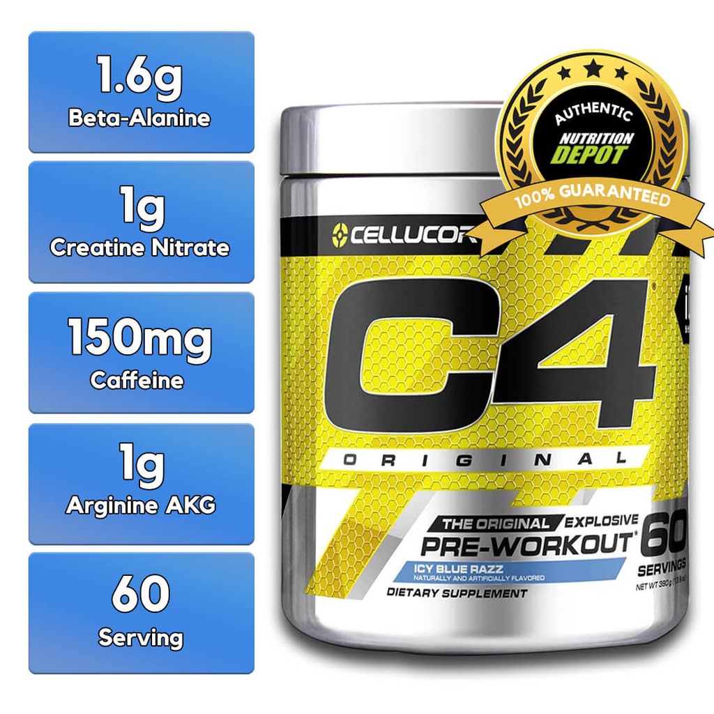 CELLUCOR, C4 ICY BLUE RAZZ, 60 SERVING nutritional information