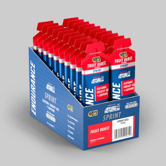 Applied Nutrition Endurance Velocity Fuel Sprint Isotonic Energy Gel + Caffeine, Fruit Burst, 60 Gram (3)
