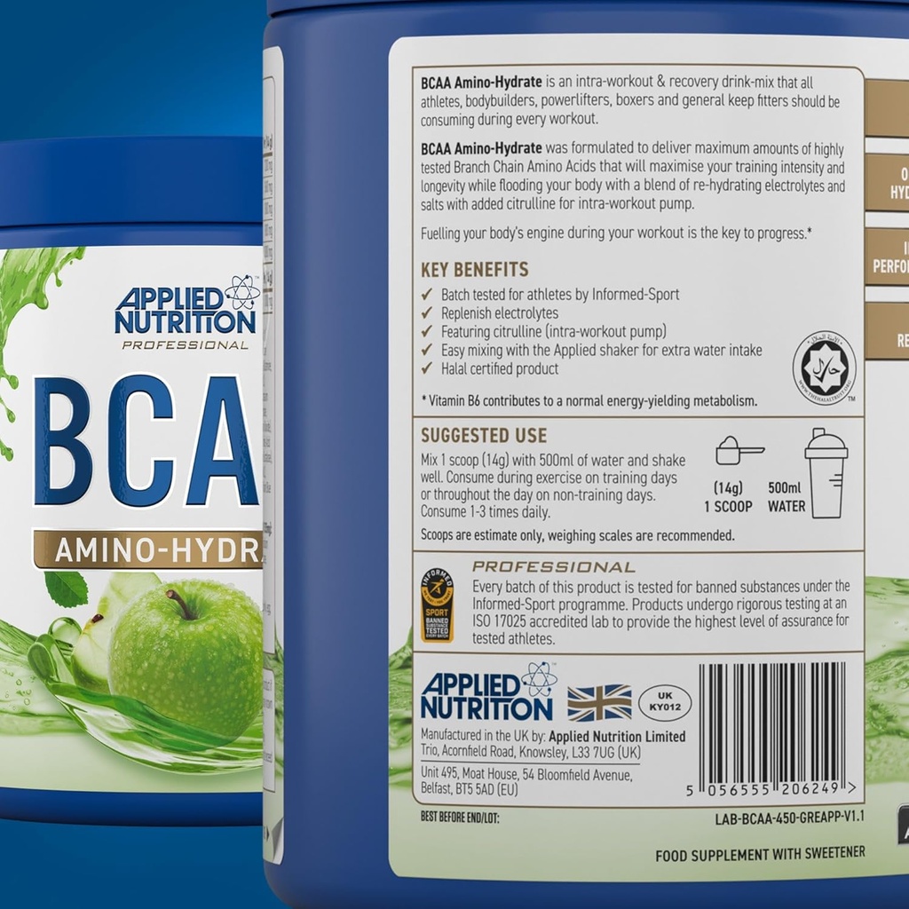 Applied Nutrition BCAA Amino Hydrate, Green Apple, 32 Serving (4)