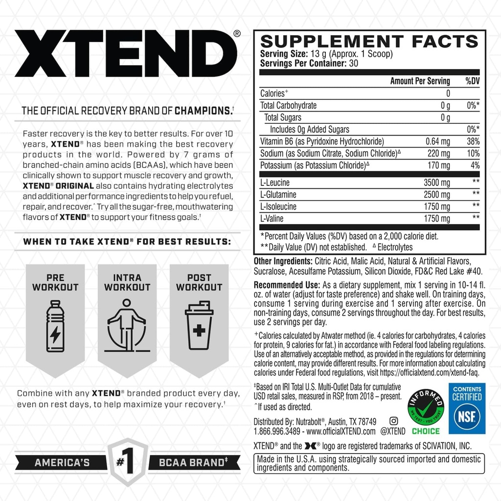 Xtend BCAA, Strawberry Kiwi, 30 Serving (4)
