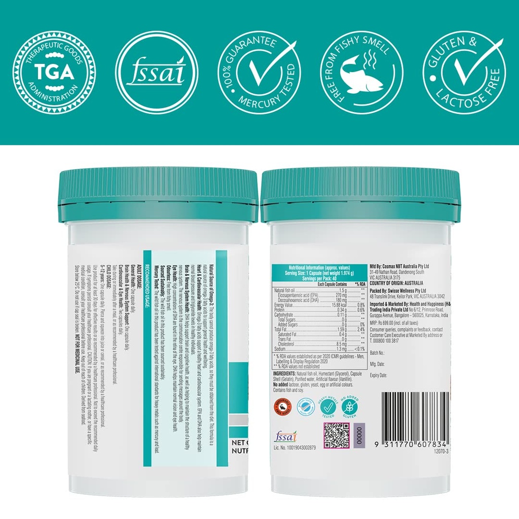 Swisse Ultiboost Odourless Wild Fish Oil, 40 Capsules (2)