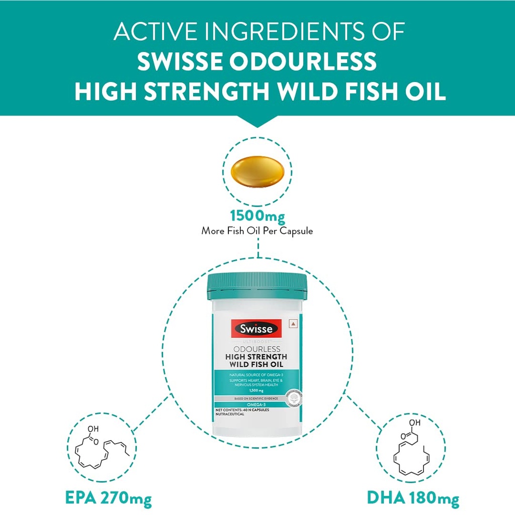 Swisse Ultiboost Odourless Wild Fish Oil, 40 Capsules (4)