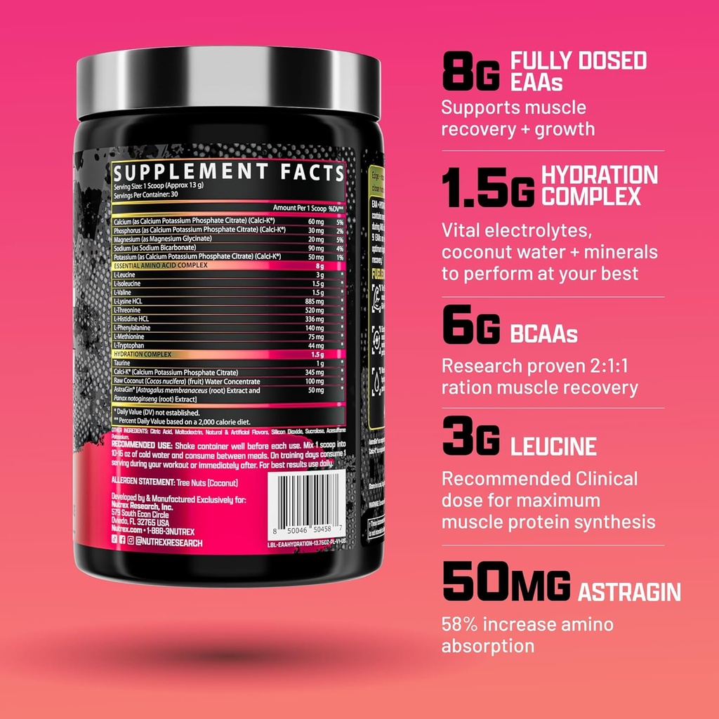 Nutrex EAA+ Hydration, Pink Lemonade, 30 Serving (3)