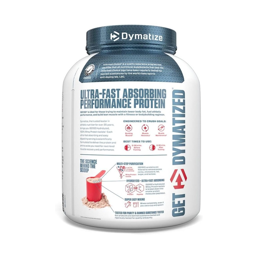 Dymatize ISO 100, Whey Protein Isolate, Gourmet Chocolate, 5 lbs (2)