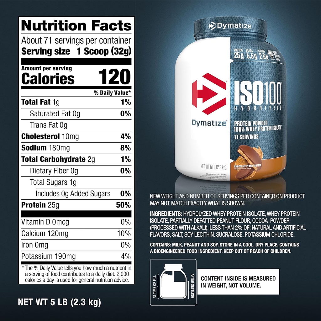 Dymatize ISO 100, Whey Protein Isolate, Gourmet Chocolate, 5 lbs (7)