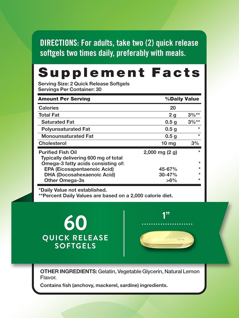 Nature’s Truth 2000mg Fish Oil, 60 Softgels (3)