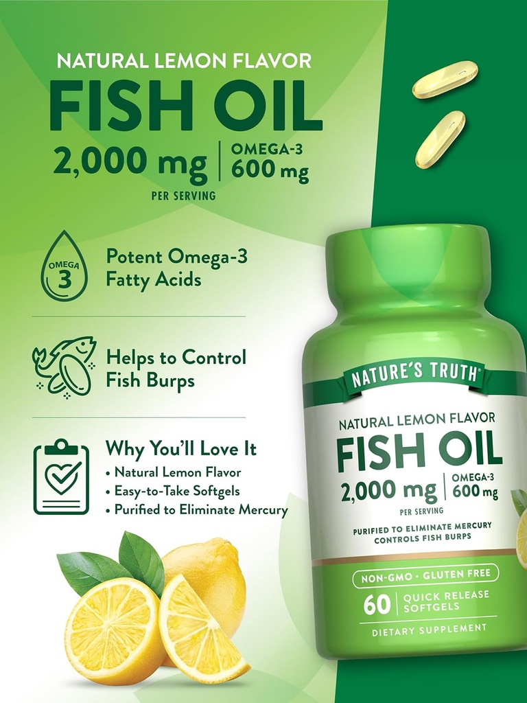 Nature’s Truth 2000mg Fish Oil, 60 Softgels (5)